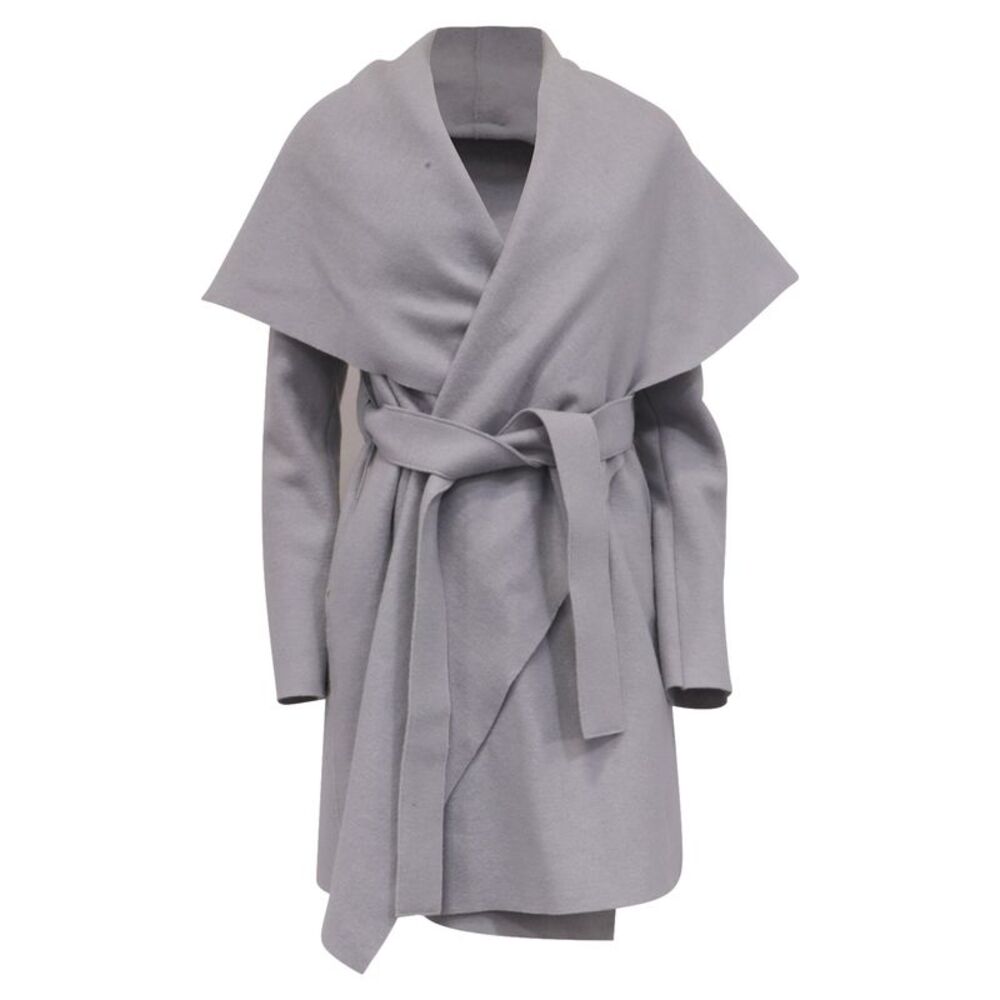 Harris Wharrf London Belted Blanket Coat in Grey Wool